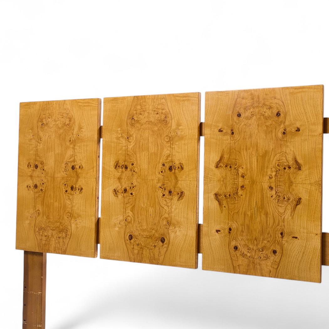 Milo Baughman Style Lane Mid Century Burlwood King Kopfteil (amerikanisch) im Angebot