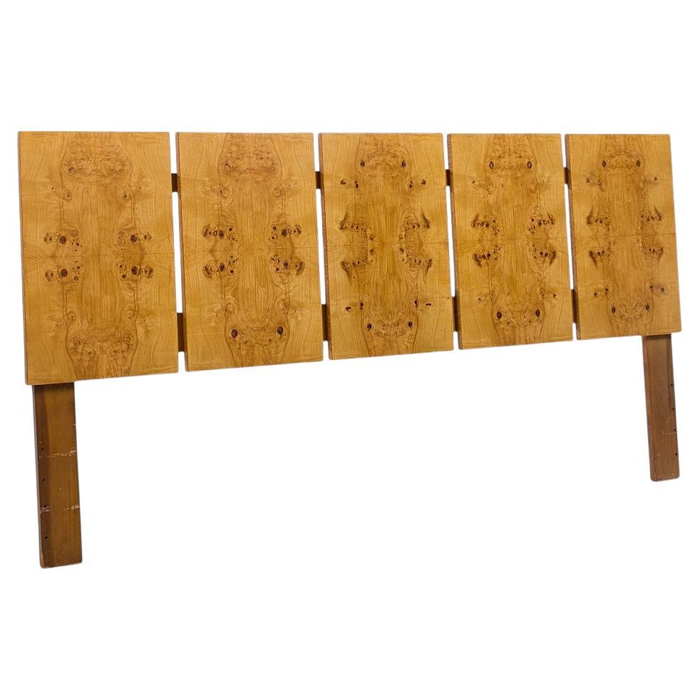 Milo Baughman Style Lane Mid Century Burlwood King Headboard