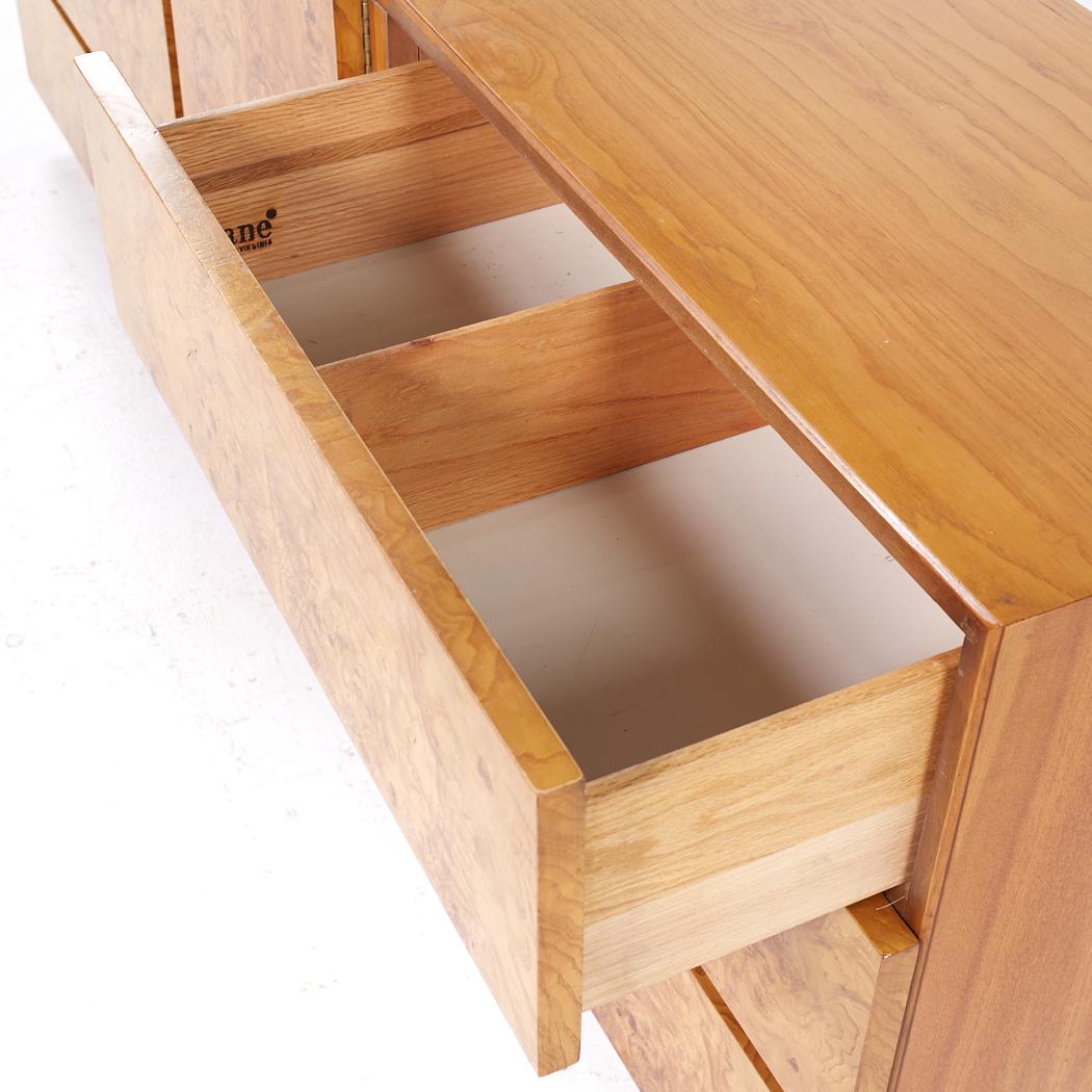 Milo Baughman Style Lane Mid Century Burlwood Lowboy Dresser 5