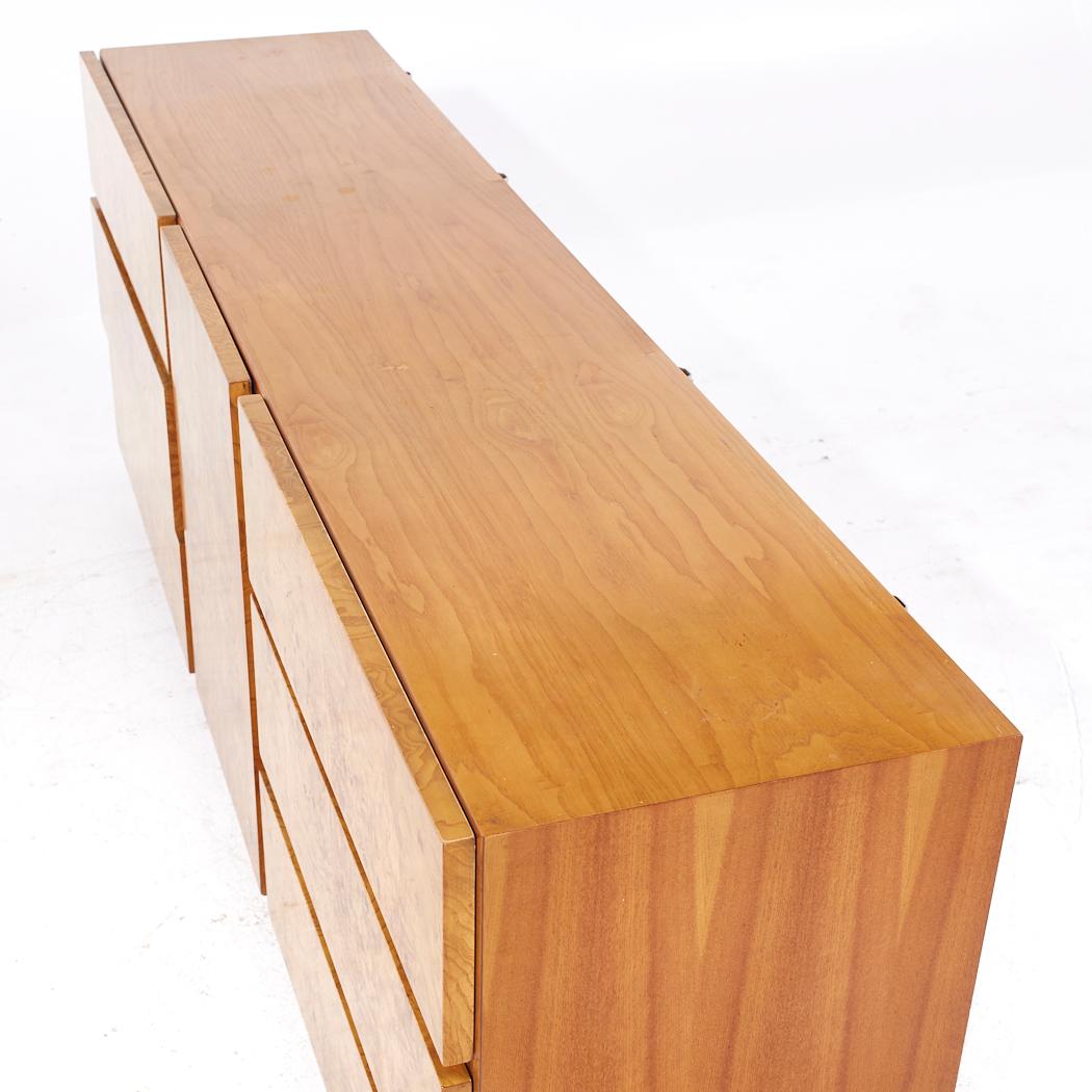 Late 20th Century Milo Baughman Style Lane Mid Century Burlwood Lowboy Dresser