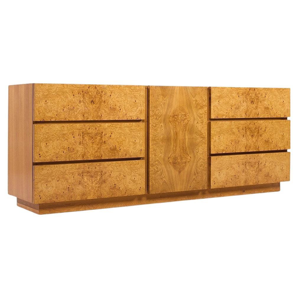 Milo Baughman Style Lane Mid Century Burlwood Lowboy Kommode