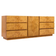 Milo Baughman Lane's Mid Century Burlwood Lowboy Dresser (commode basse en bois de feuillus)