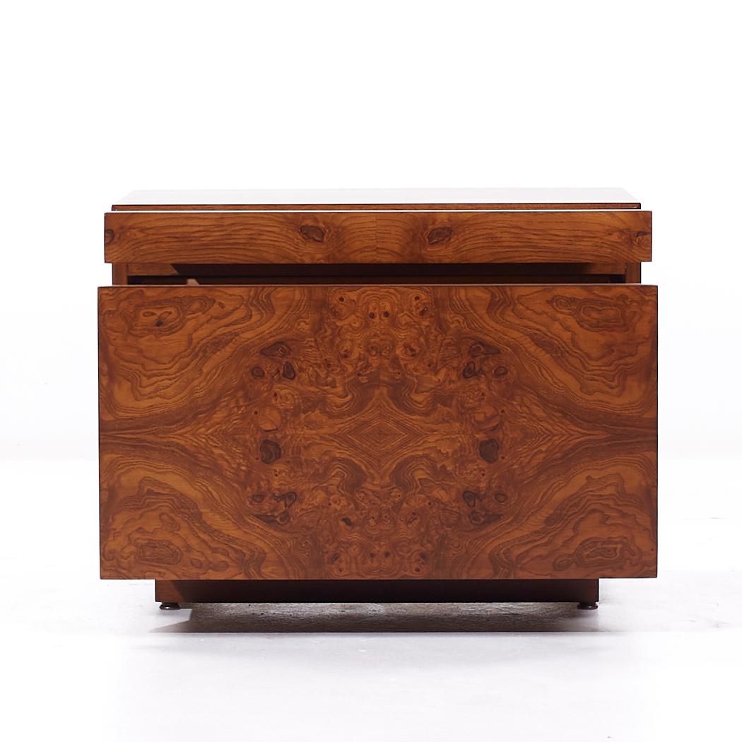 Milo Baughman Style Lane Mid Century Burlwood Nightstands - Pair For Sale 5