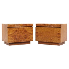 Milo Baughman Style Lane Mid Century Tables de nuit en bois d'ébène - Paire