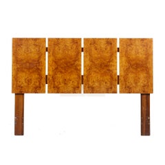 Milo Baughman Style Lane Mid Century Burlwood Queen Headboard