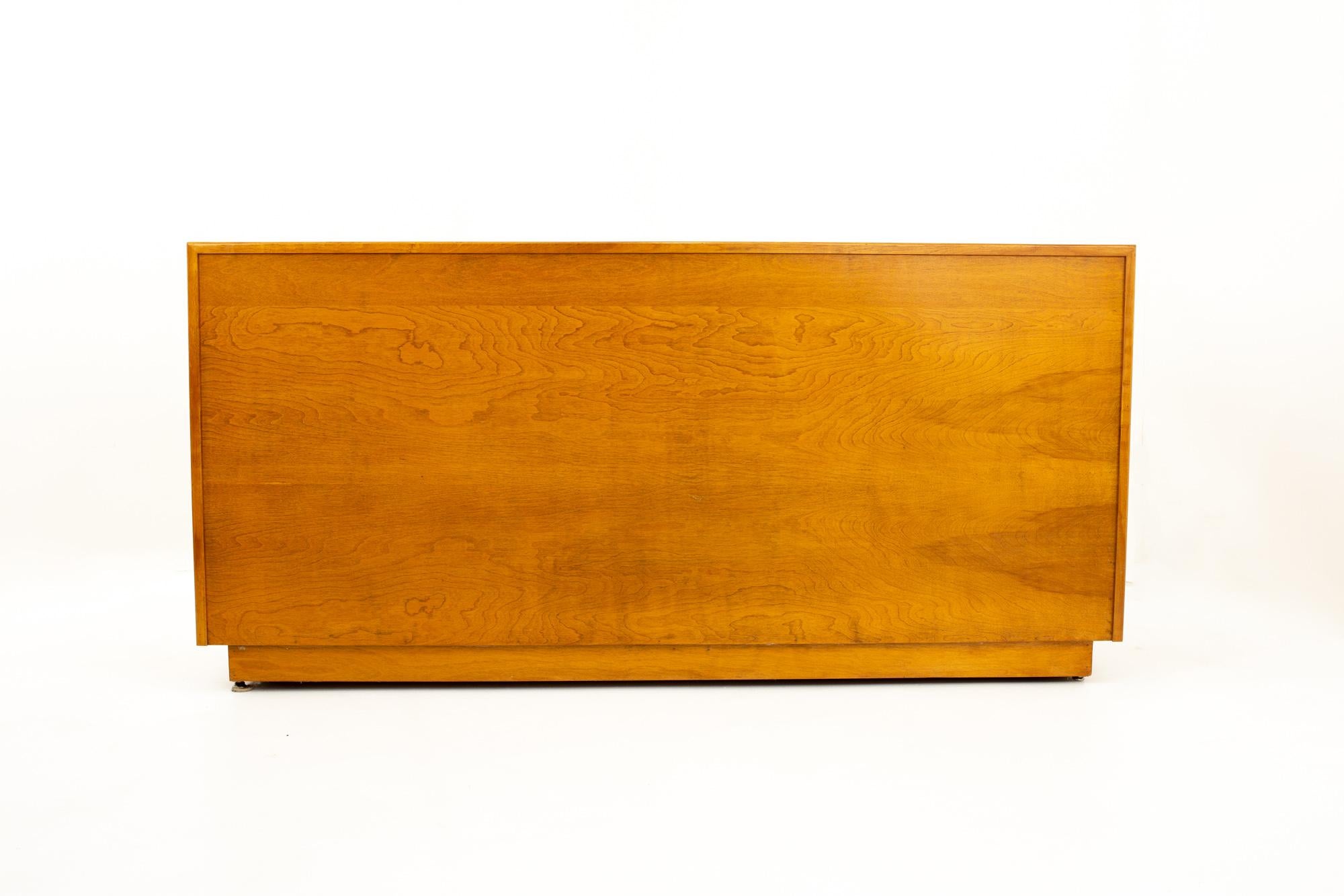 Milo Baughman Style Lane Midcentury Burl Wood and Oak Sideboard Credenza 2