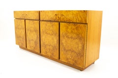 Milo Baughman Style Lane Midcentury Burl Wood and Oak Sideboard Credenza