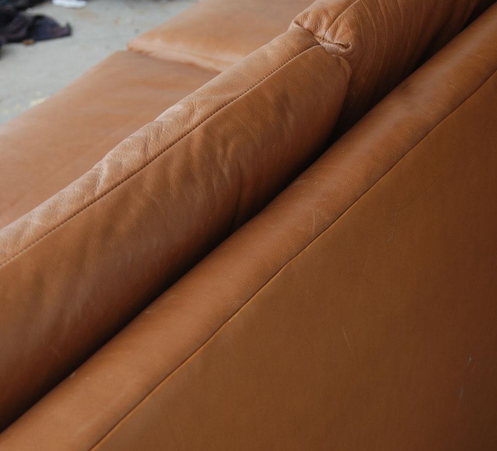 Late 20th Century Milo Baughman Style Leather Sofa