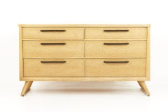 Milo Baughman Style Mid Century Blonde 6 Drawer Lowboy Dresser