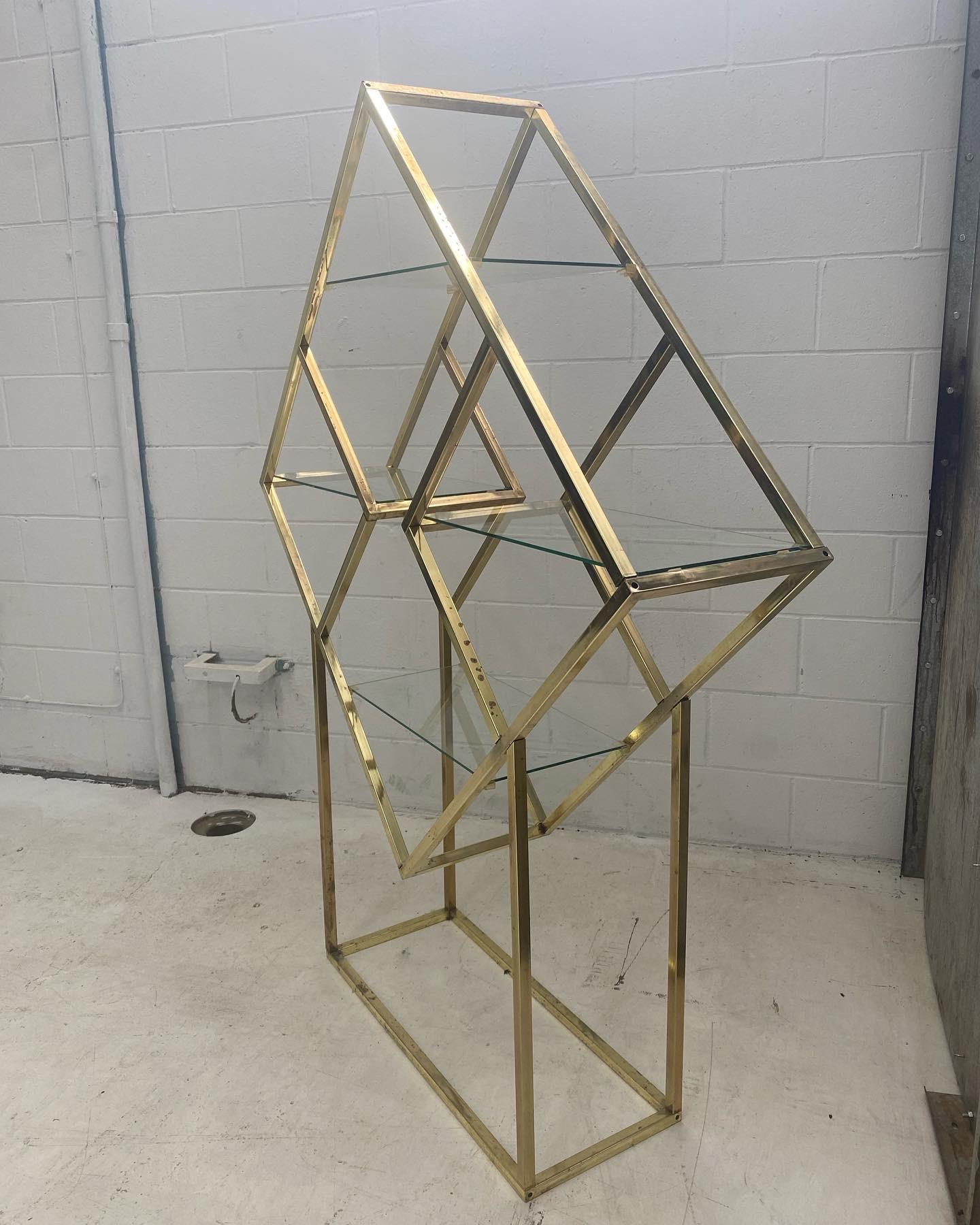 milo baughman brass etagere