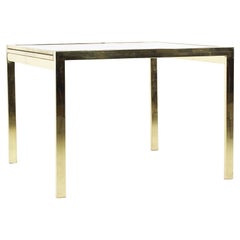 Milo Baughman Style Mid Century Brass and Smoked Glass Expanding Dining Table