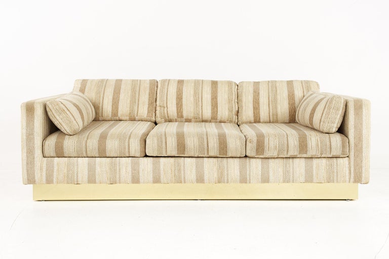 Milo Baughman Style Mid Century Brass, Sofa Seat Height 24 Inches