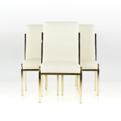 Milo Baughman Style Mid Century Brass Dining Chairs - Set of 4