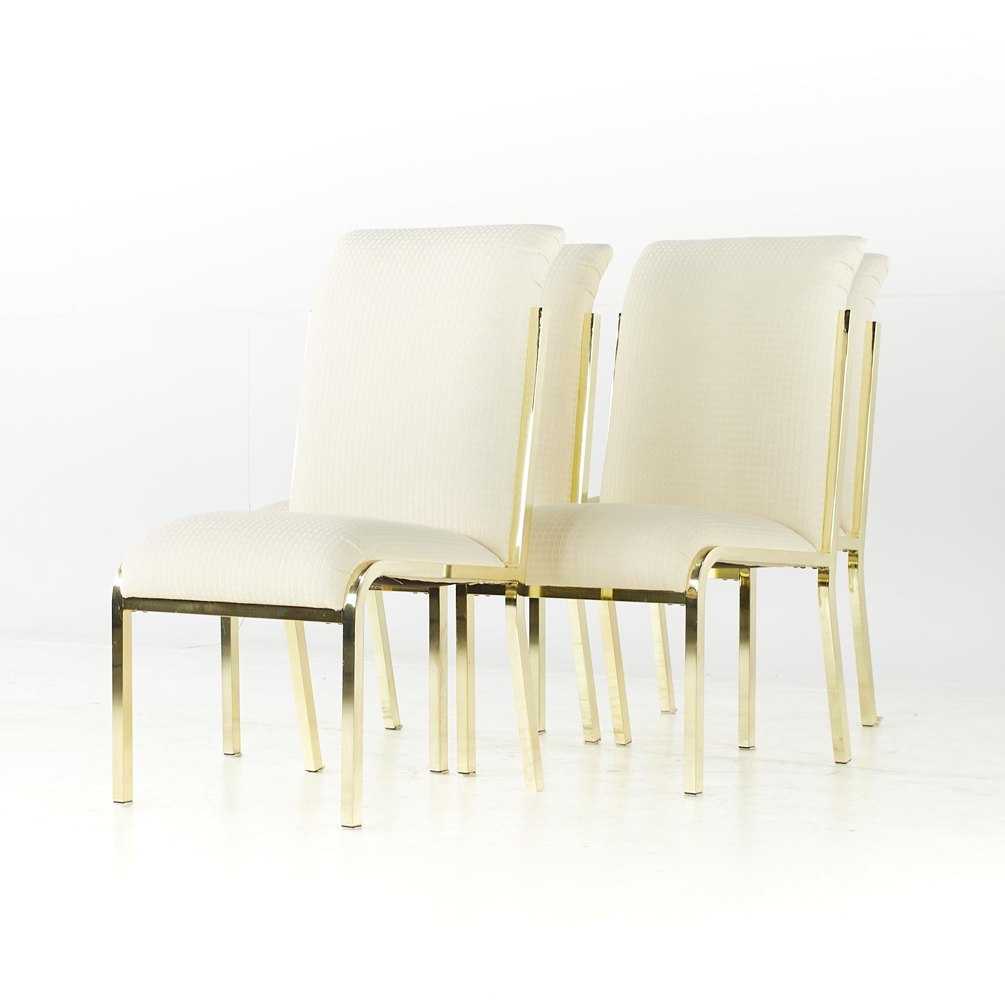 Mid-Century Modern Milo Baughman Style Mid Century Brass Dining Chairs - Set of 4 For Sale