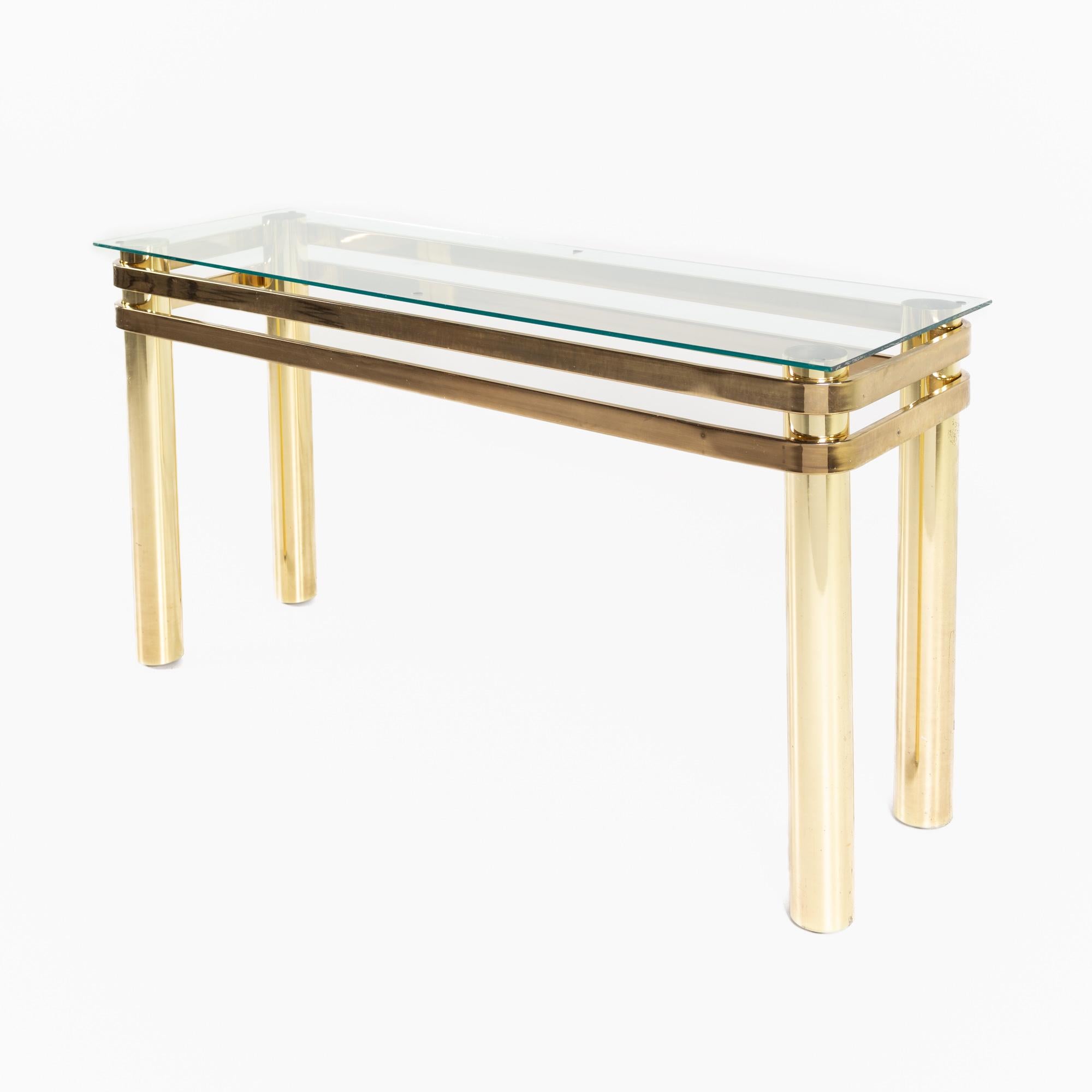 Mid-Century Modern Milo Baughman Style Mid Century Brass Sofa Table For Sale