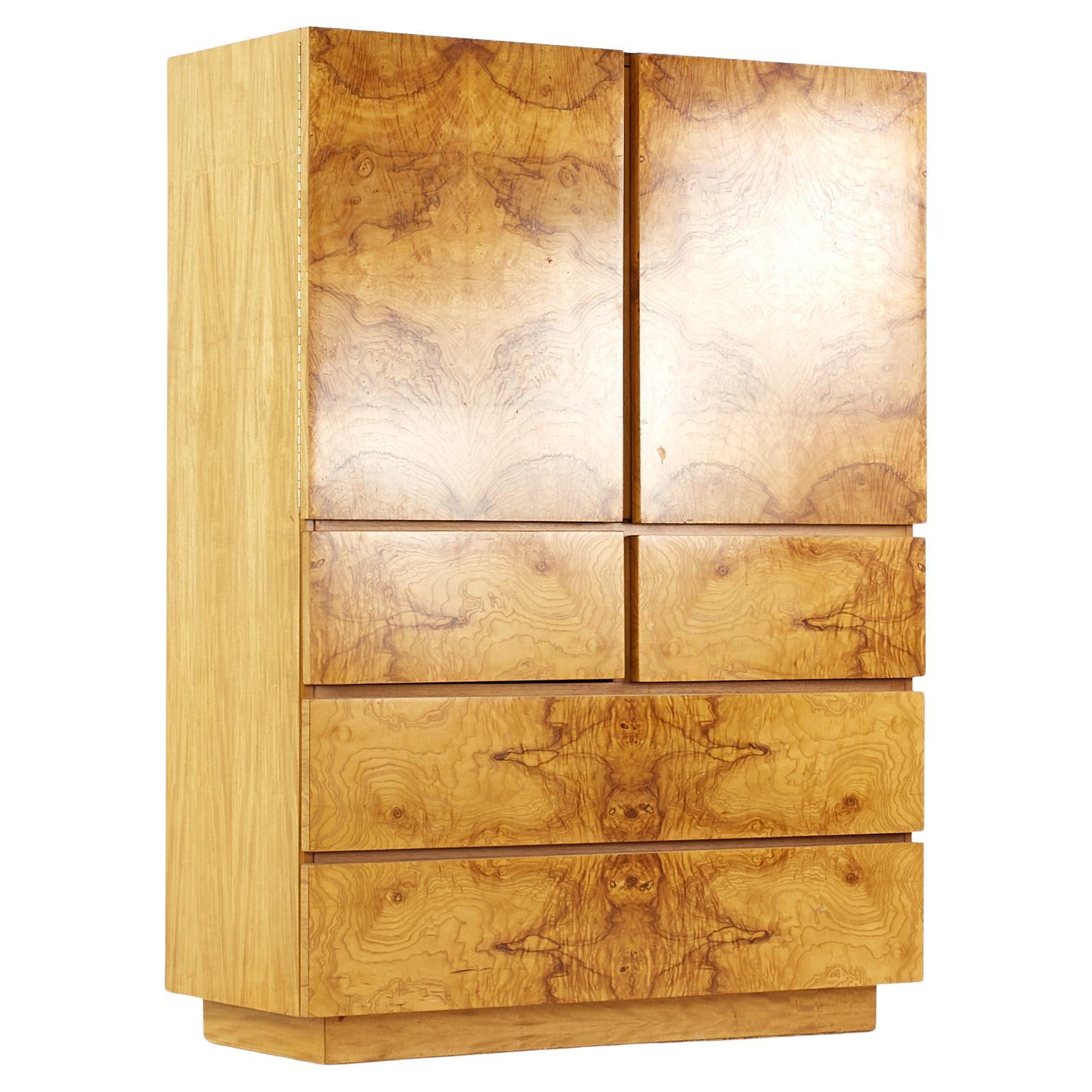 MidCentury Burlwood Modern Armoire Dresser Pace Collection at 1stDibs