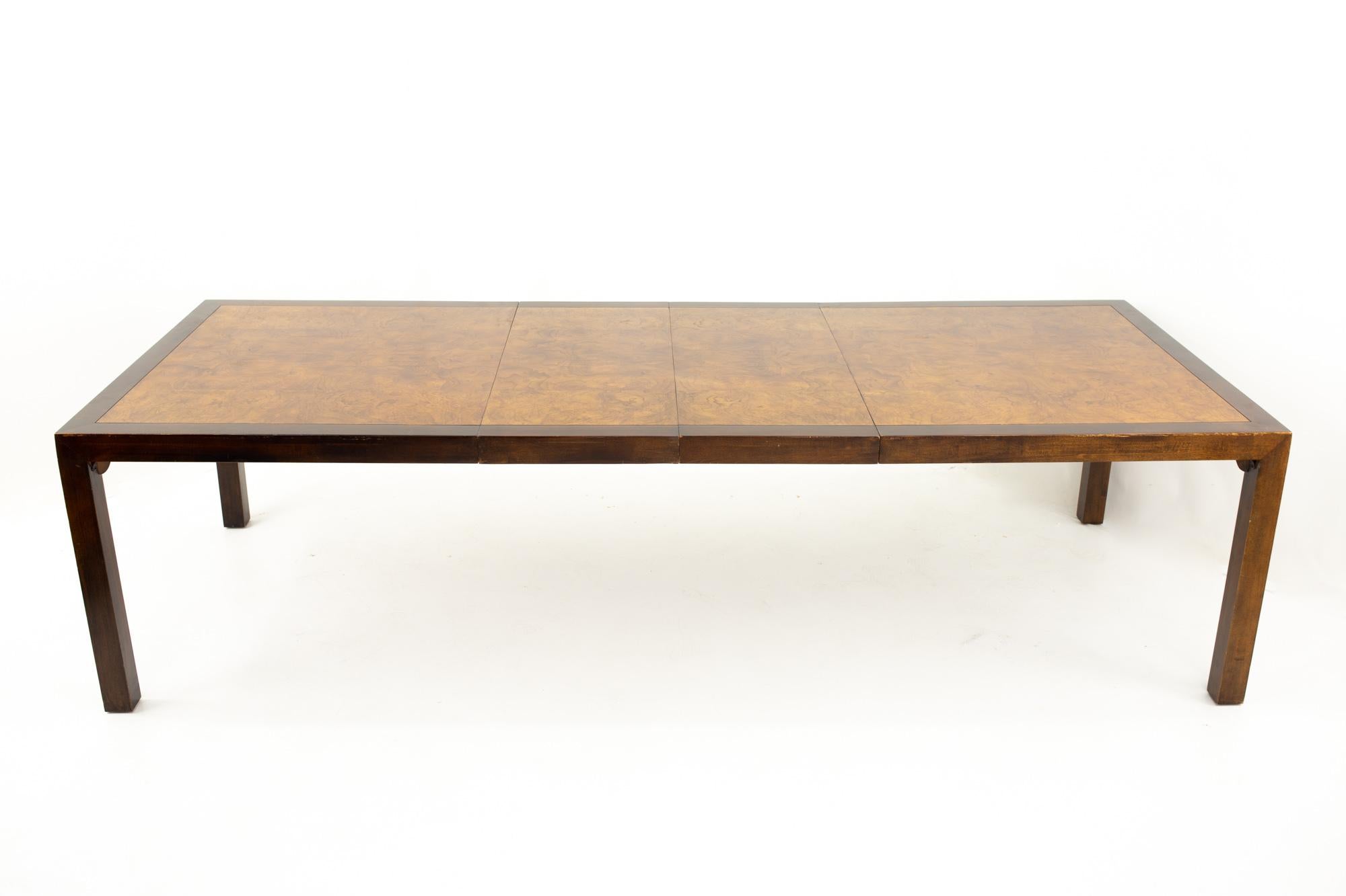 Milo Baughman Style Mid Century Burl Wood Dining Table 1