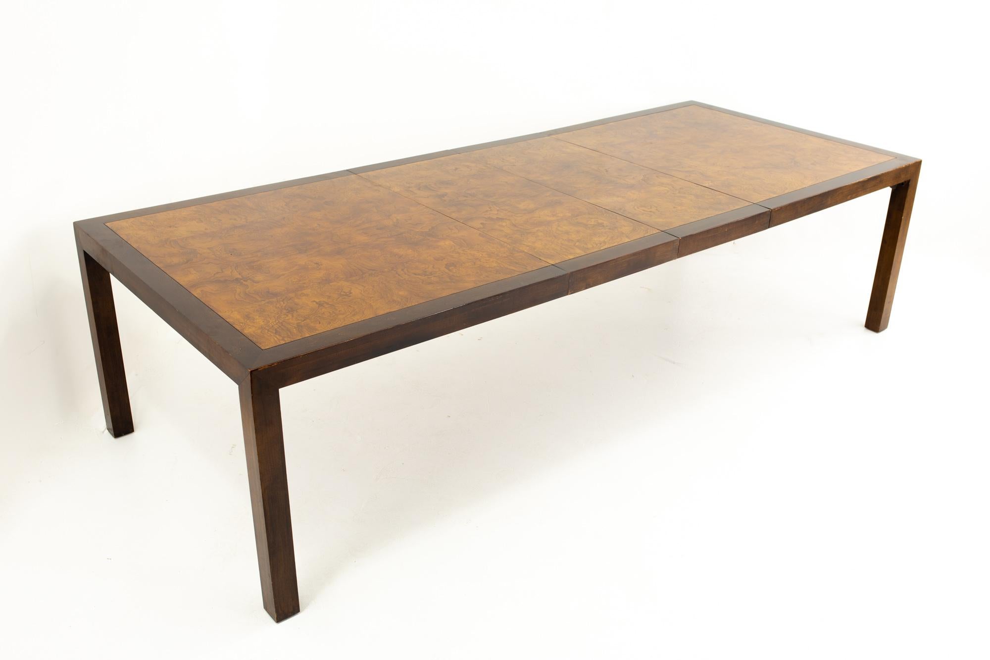 Milo Baughman Style Mid Century Burl Wood Dining Table 3