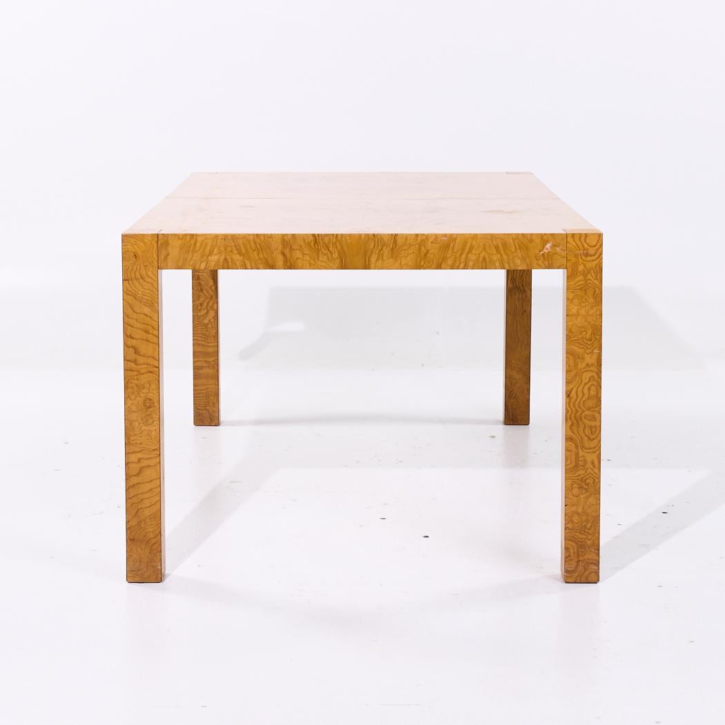 20th Century Milo Baughman Style Mid Century Burlwood Expanding Dining Table with 2 Leaves For Sale