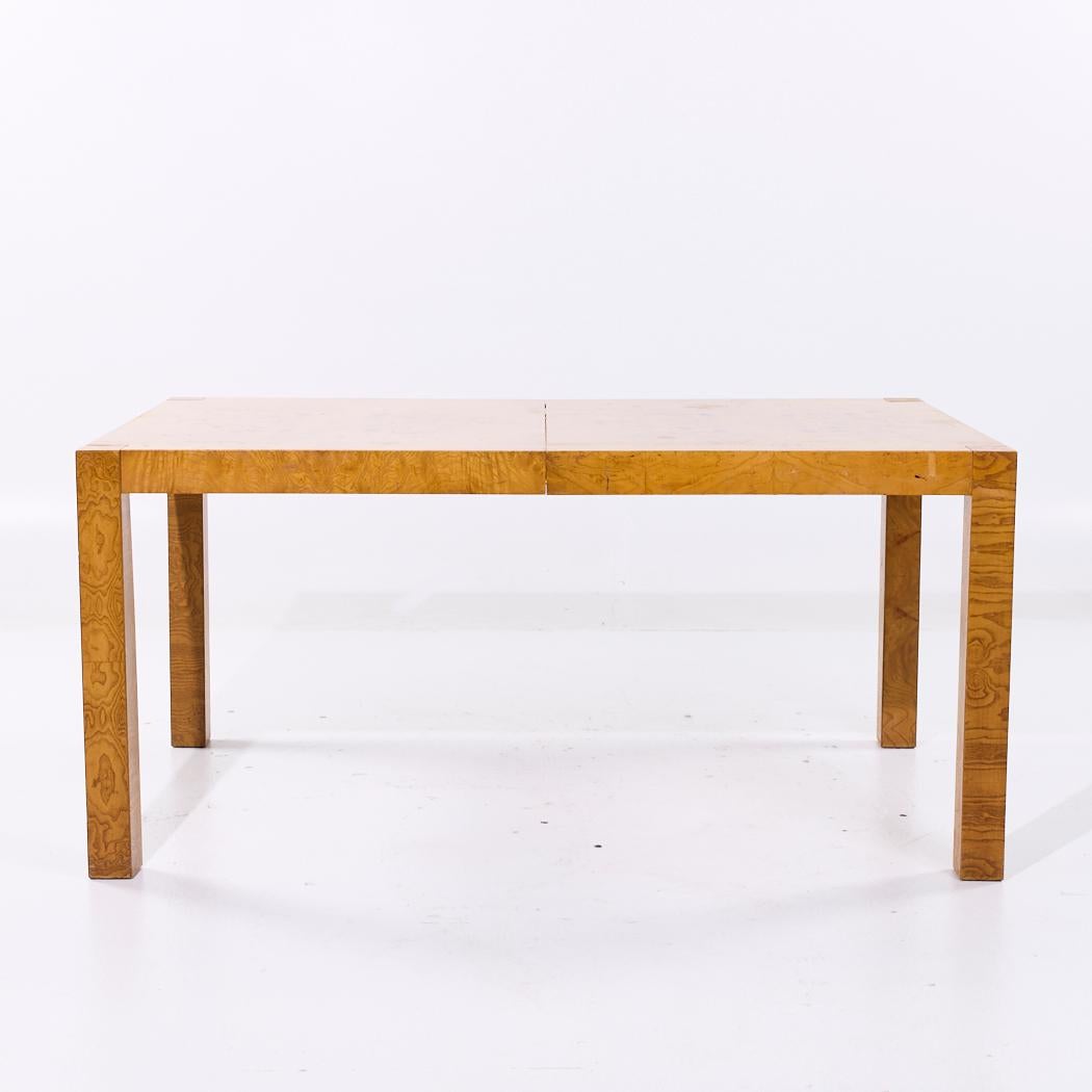 Milo Baughman Style Mid Century Burlwood Expanding Dining Table with 2 Leaves For Sale 2