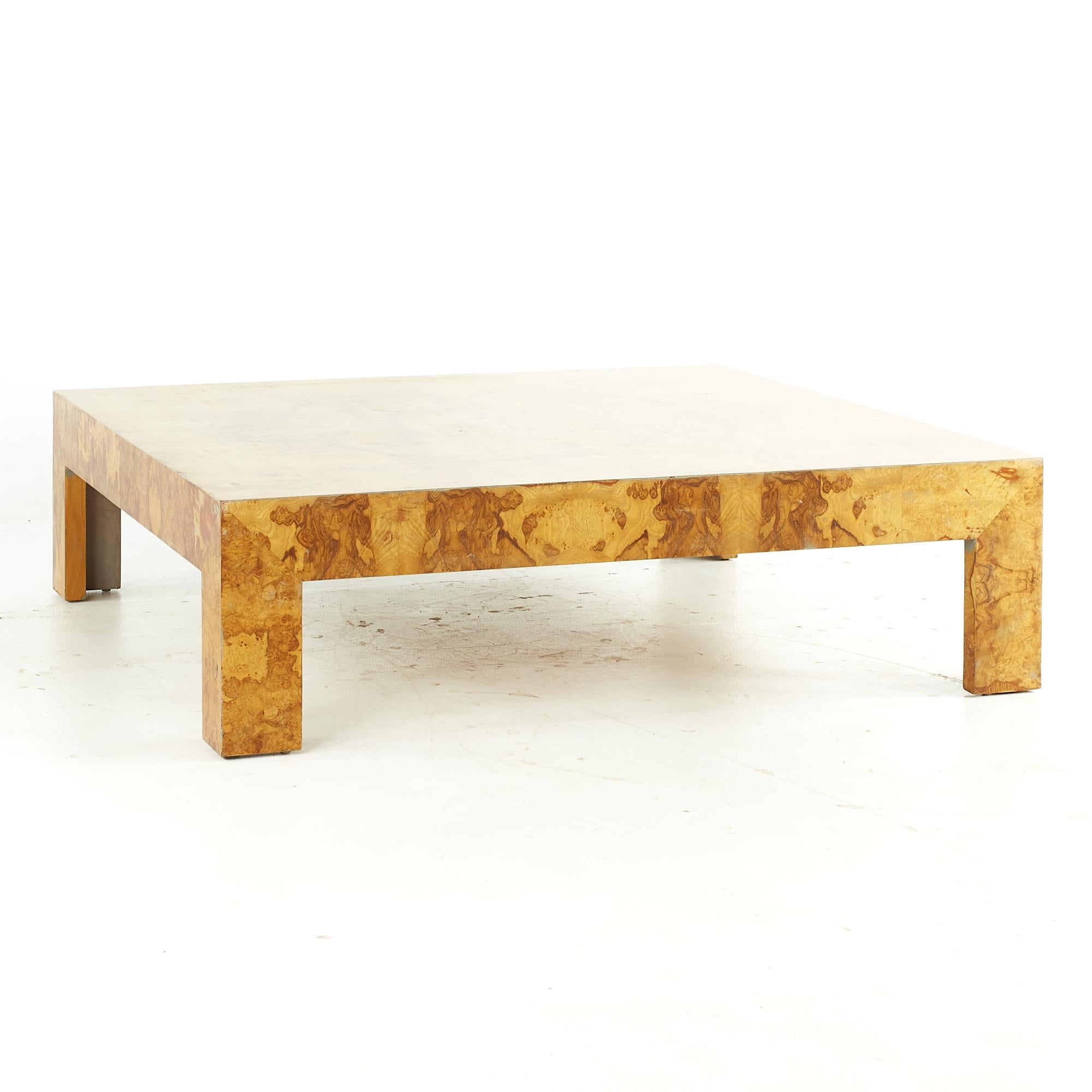 Photo inspiration: Average Cost To Refinish A Parsons Coffee Table Reference: Milo Baughman Style Midcentury Burlwood Parsons Coffee Table For Sale