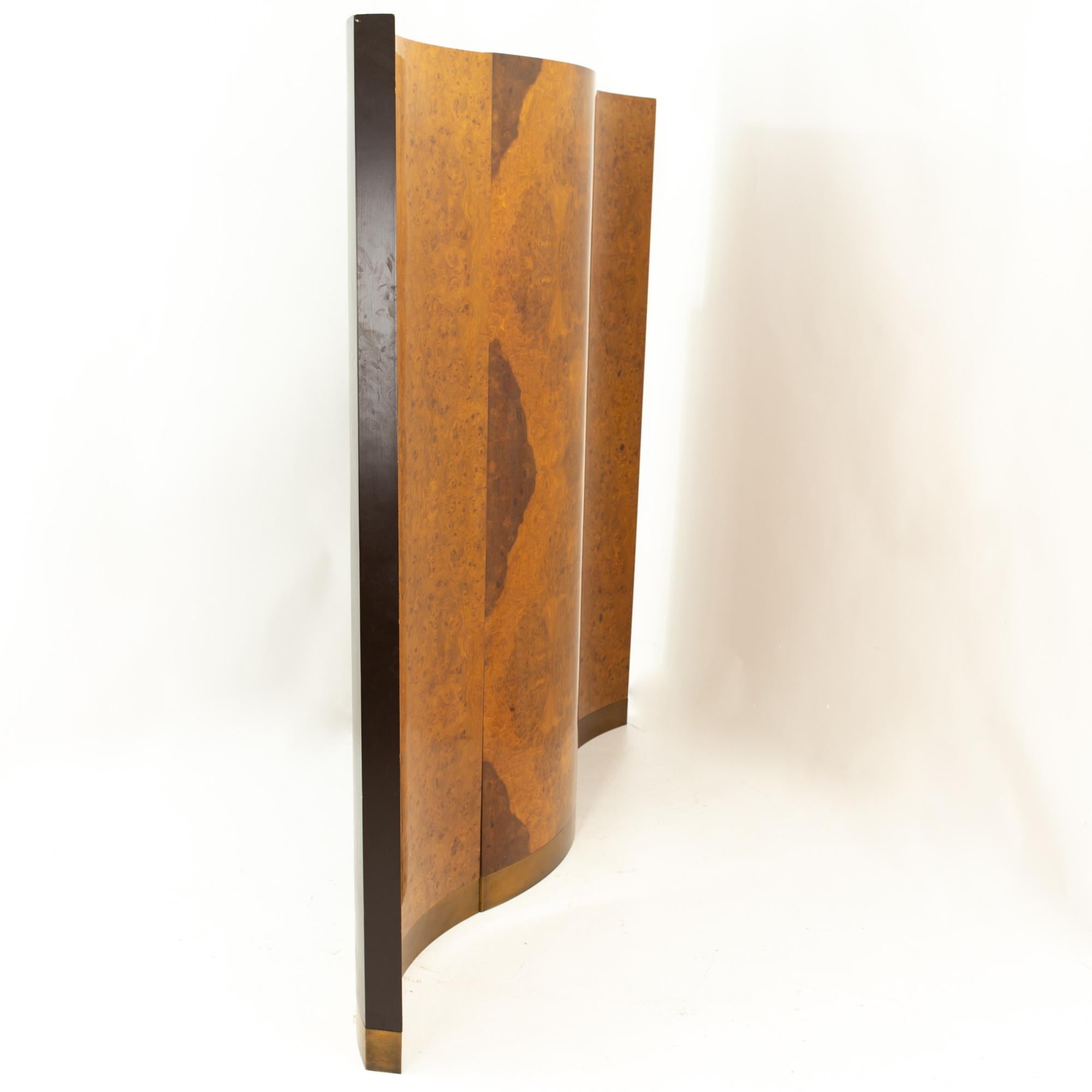 Mid-Century Modern Milo Baughman Style Mid Century Burl Wood Room Divider For Sale