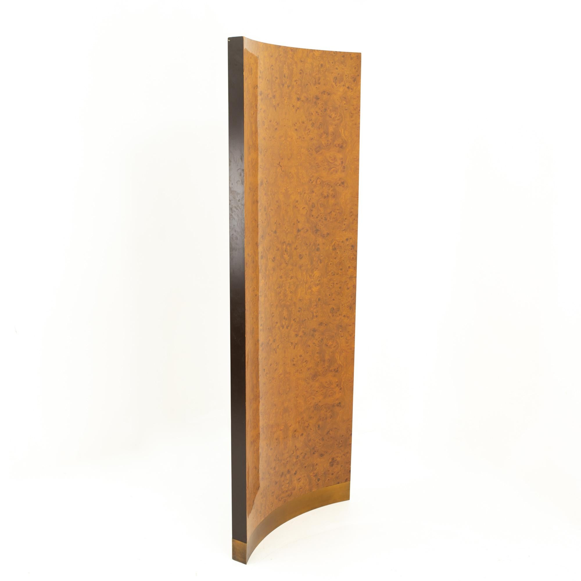 Milo Baughman Style Mid Century Burl Wood Room Divider In Good Condition For Sale In Countryside, IL