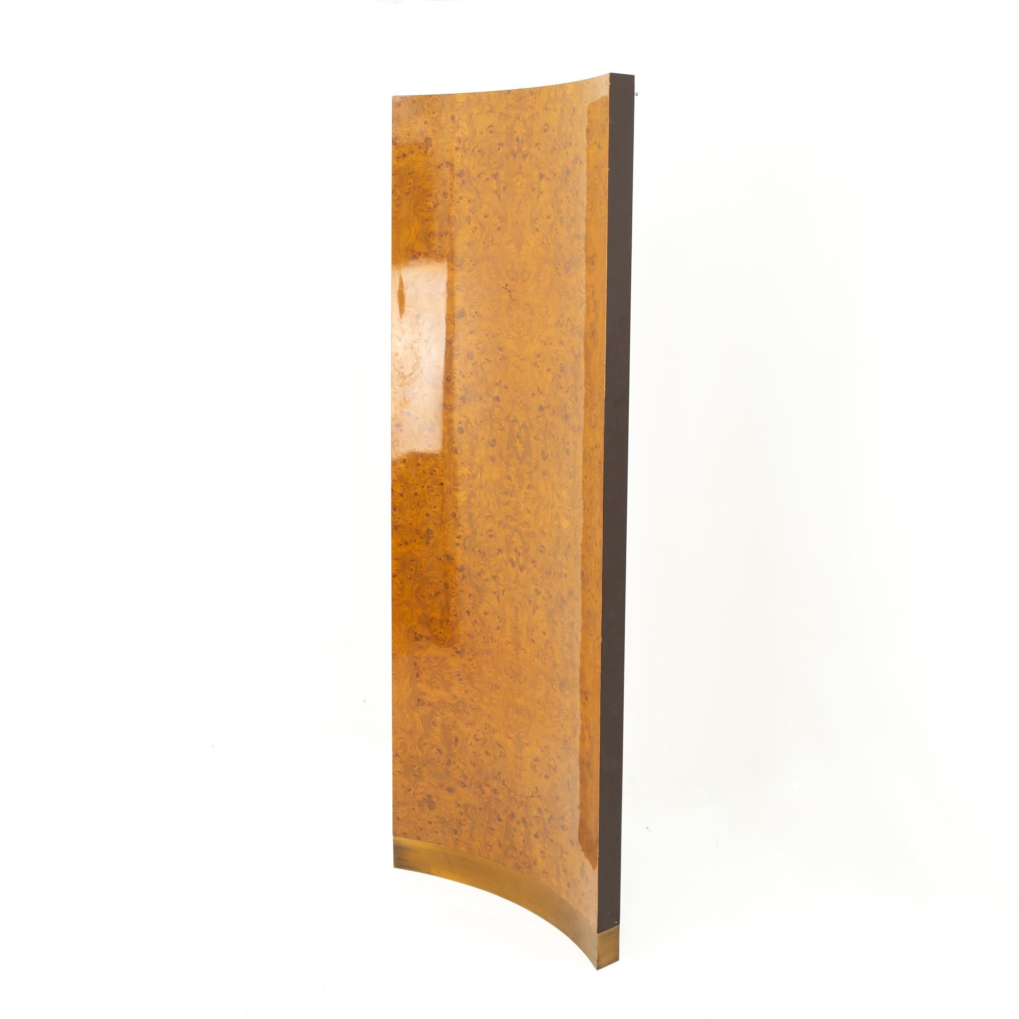Late 20th Century Milo Baughman Style Mid Century Burl Wood Room Divider For Sale