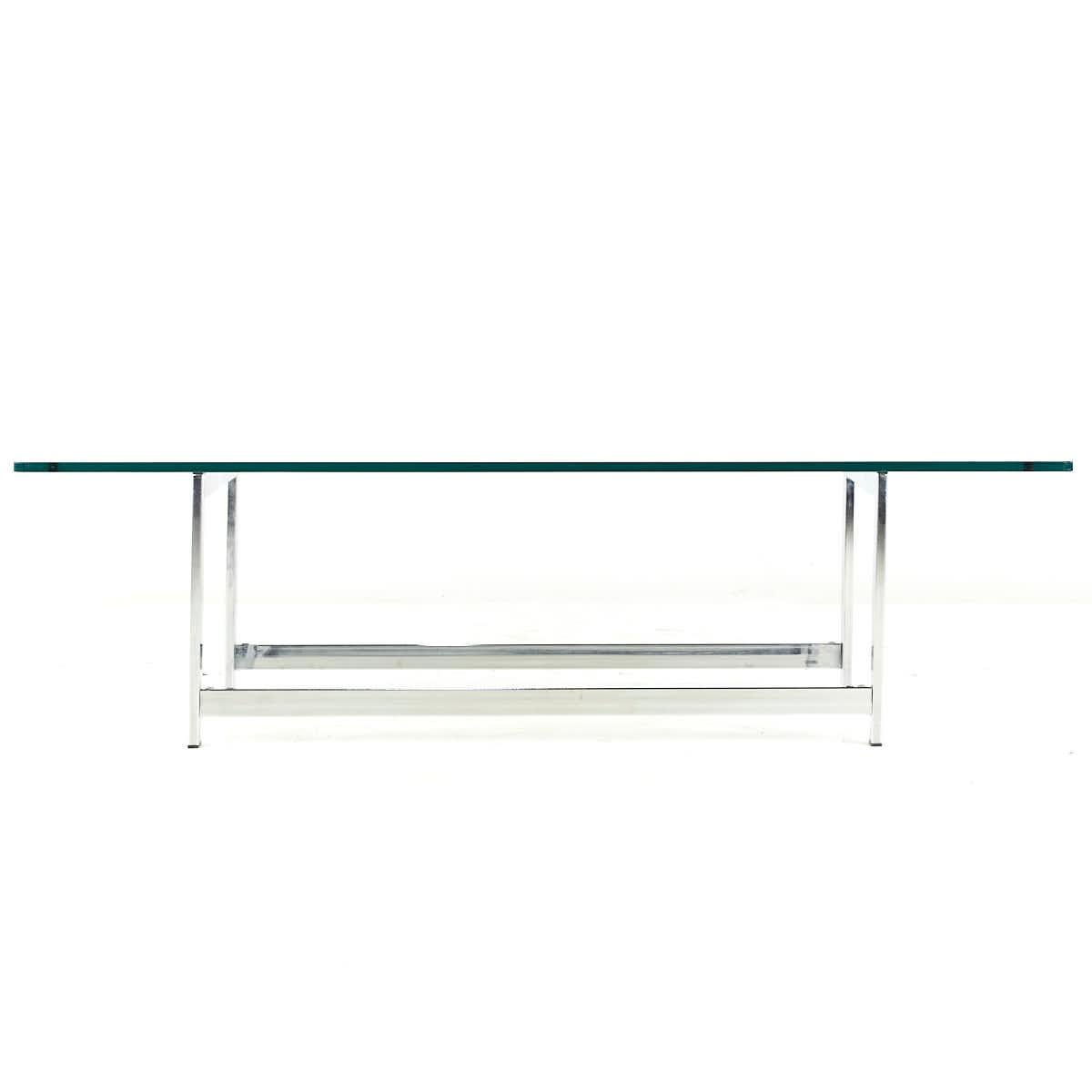 Milo Baughman Style midcentury Chrome and Glass Coffee Table

This coffee table measures: 60 wide x 25 deep x 16.25 inches high

All pieces of furniture can be had in what we call restored vintage condition. That means the piece is restored upon