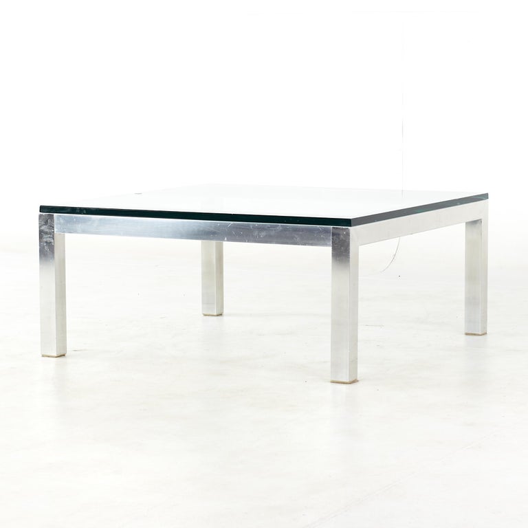 Mid-Century Modern Milo Baughman Style Mid Century Chrome and Glass Coffee Table For Sale