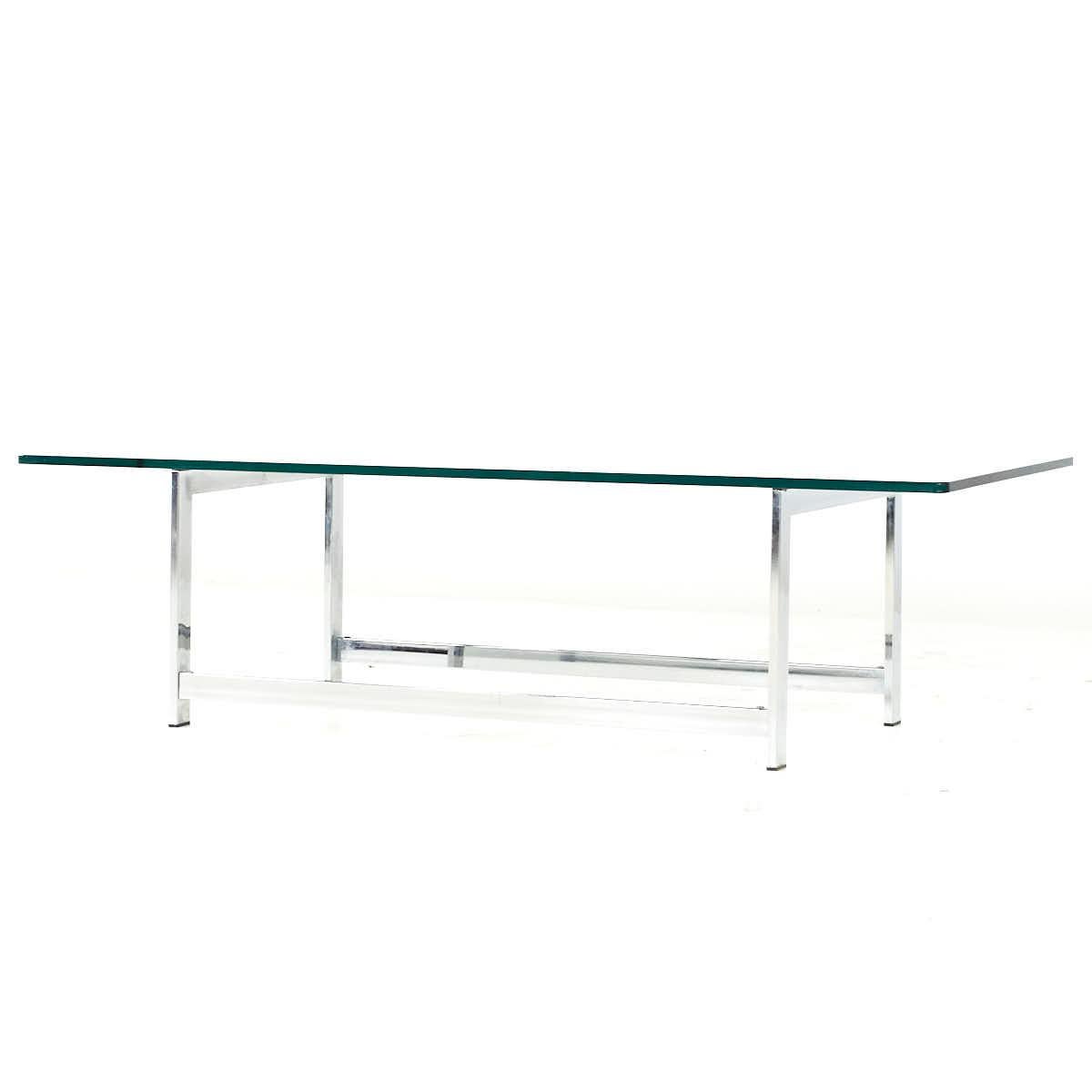 Mid-Century Modern Milo Baughman Style Midcentury Chrome and Glass Coffee Table For Sale
