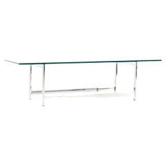 Milo Baughman Style Midcentury Chrome and Glass Coffee Table