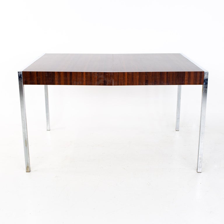 Mid-Century Modern Milo Baughman Style Mid Century Chrome and Laminate Expanding Dining Table For Sale