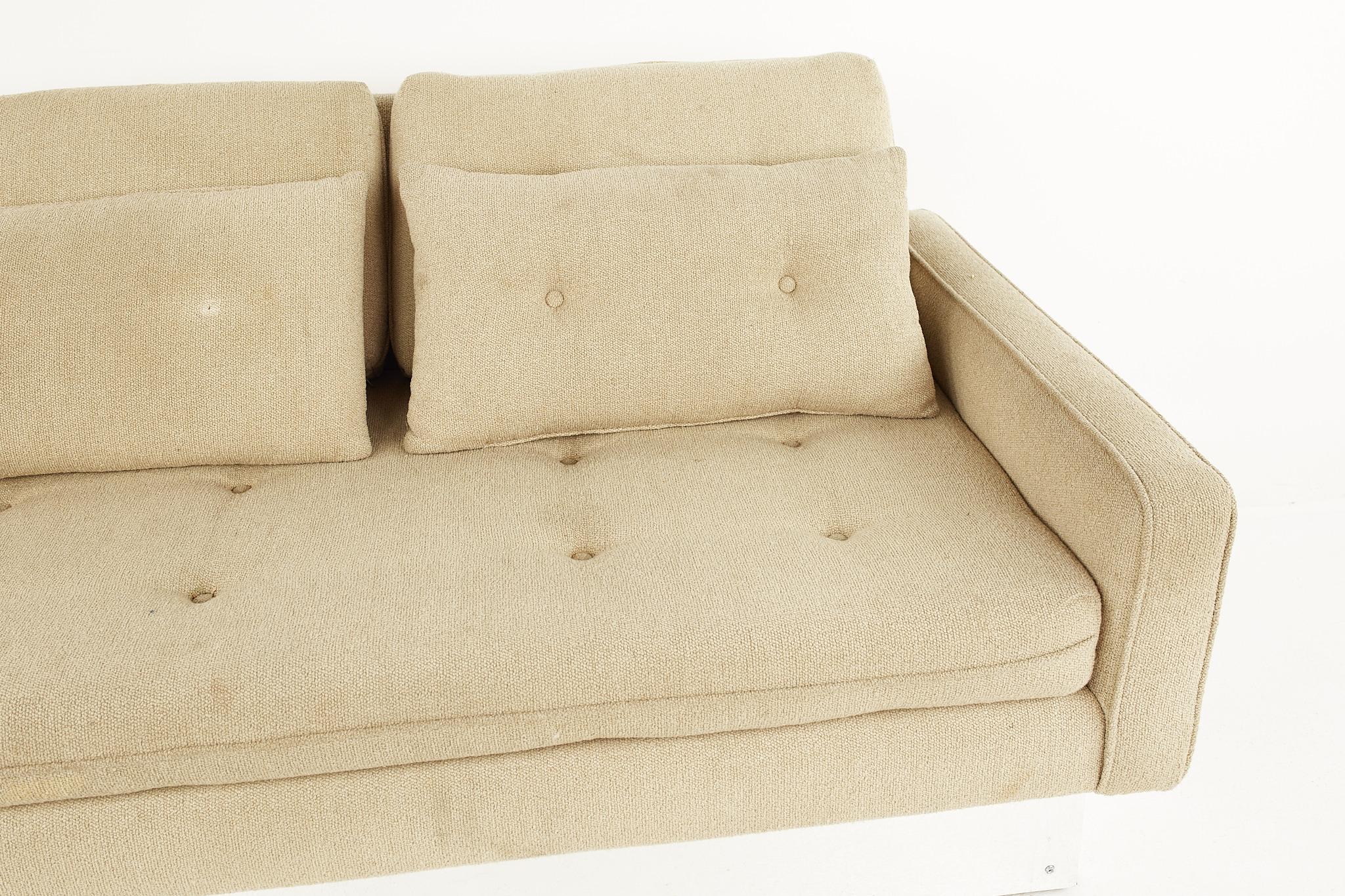 Milo Baughman Style Mid Century Chrome Base Settee Sofa For Sale 4
