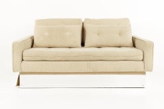 Milo Baughman Style Mid Century Chrome Base Settee Sofa
