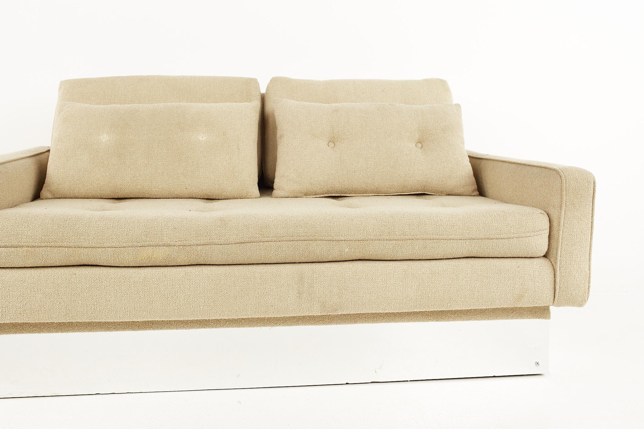 Milo Baughman Style Mid Century Chrome Base Settee Sofa For Sale 1