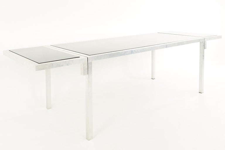 Late 20th Century Milo Baughman Style Mid Century Chrome Expanding Dining Table For Sale