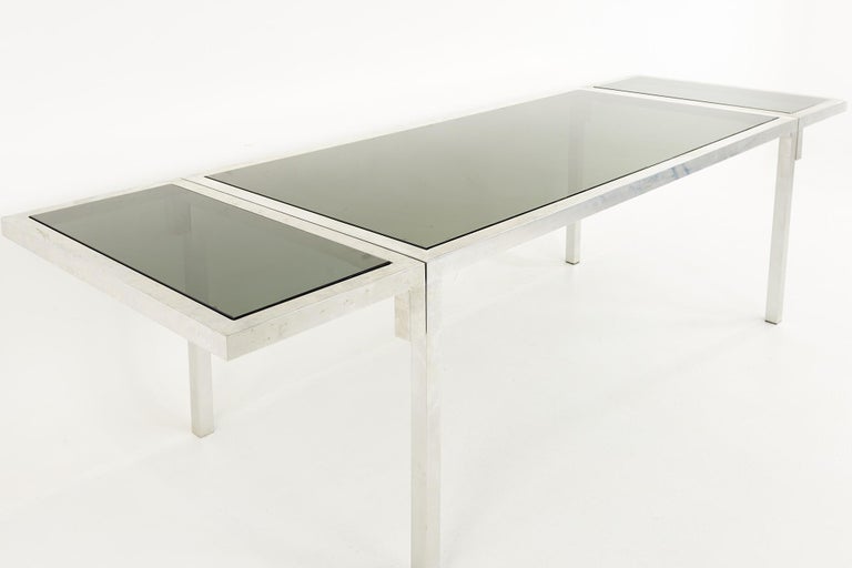 Milo Baughman Style Mid Century Chrome Expanding Dining Table For Sale 2