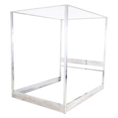 Milo Baughman Style Mid Century Chrome Four Poster Full Canopy Bed