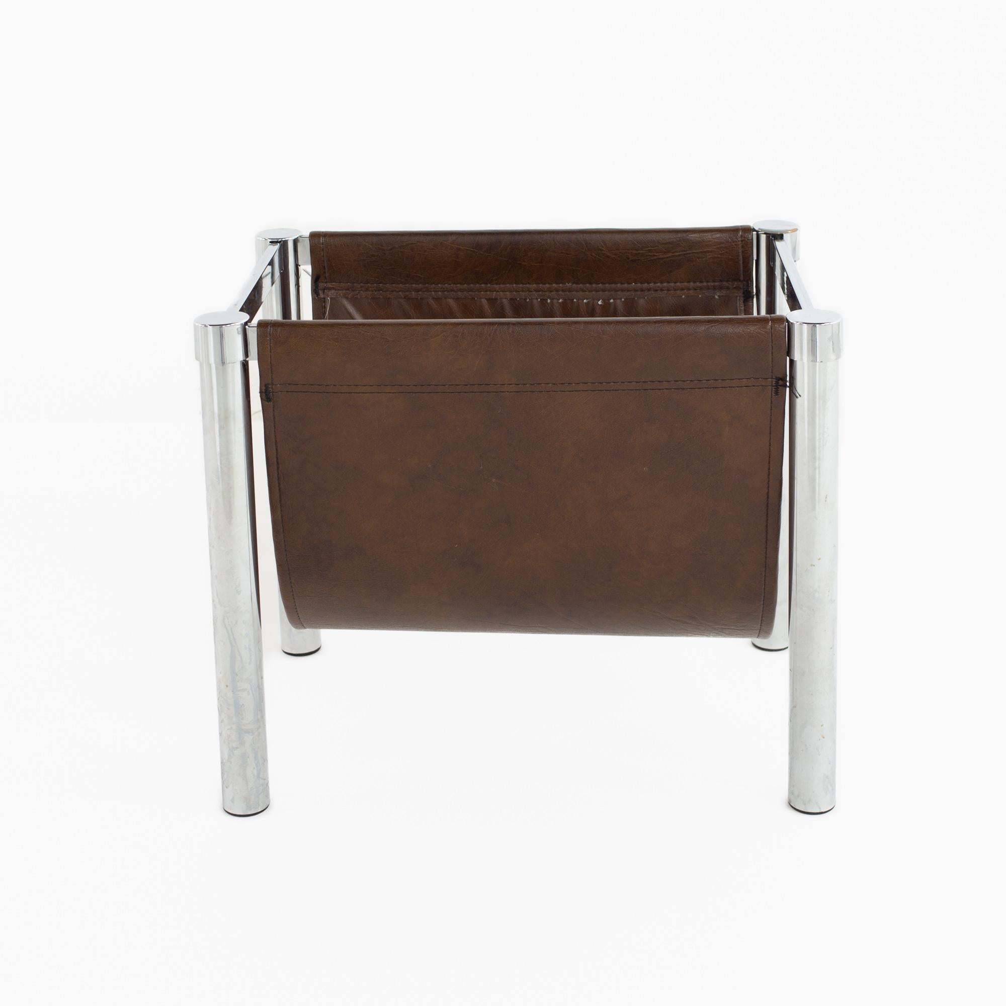 Mid-Century Modern Milo Baughman Style Mid Century Chrome Magazine Rack For Sale