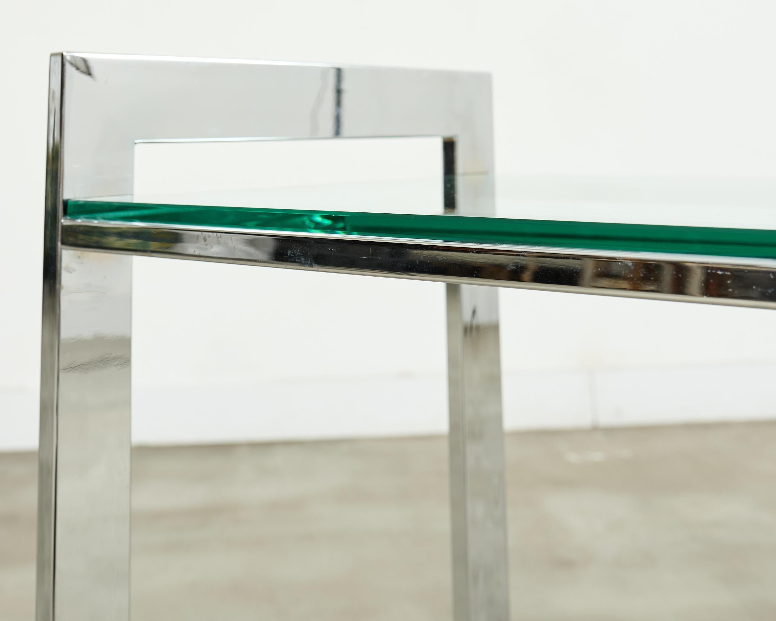 Milo Baughman Style Mid-century Chrome Two Tier Bar Cart For Sale 3