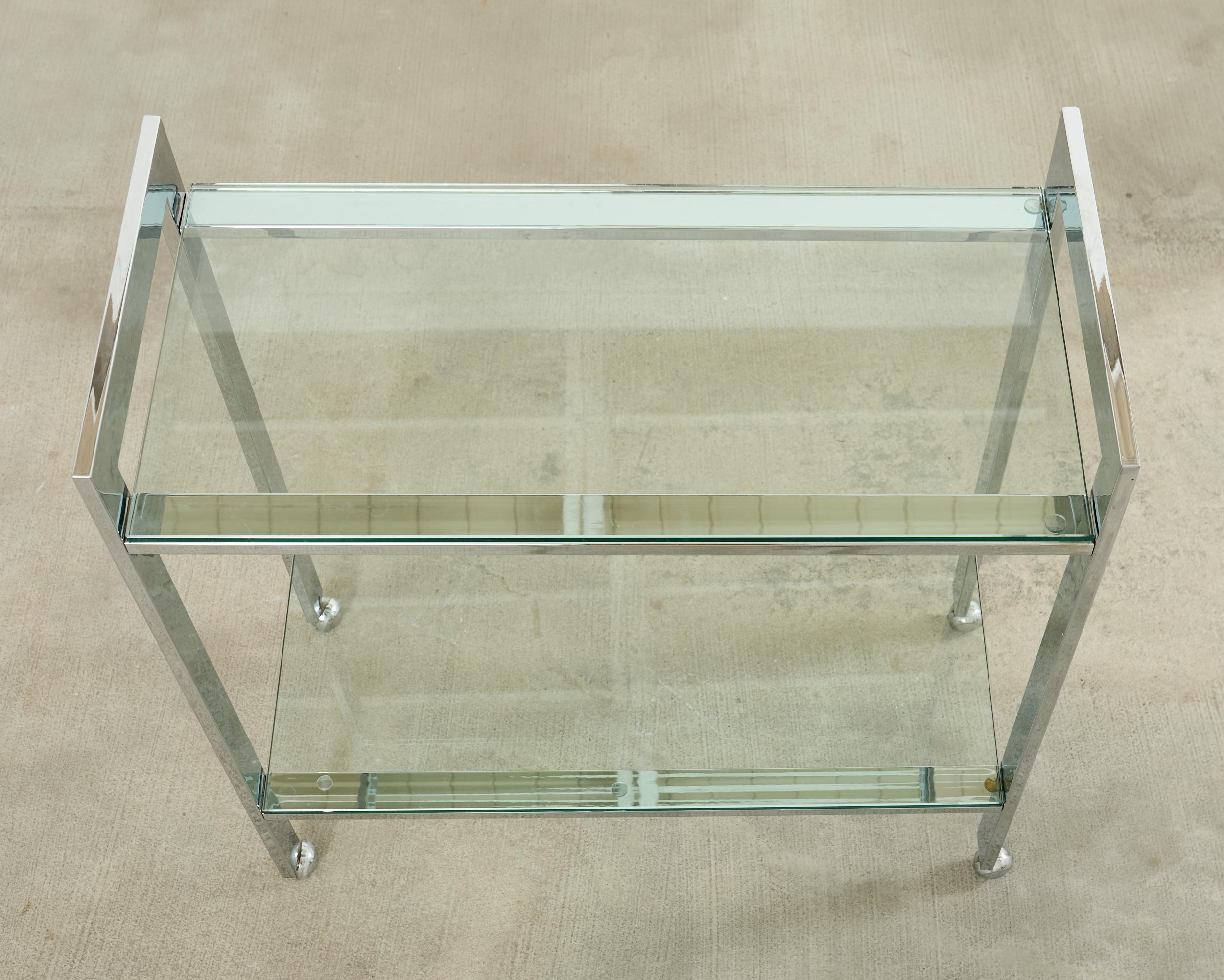 Milo Baughman Style Mid-century Chrome Two Tier Bar Cart For Sale 5