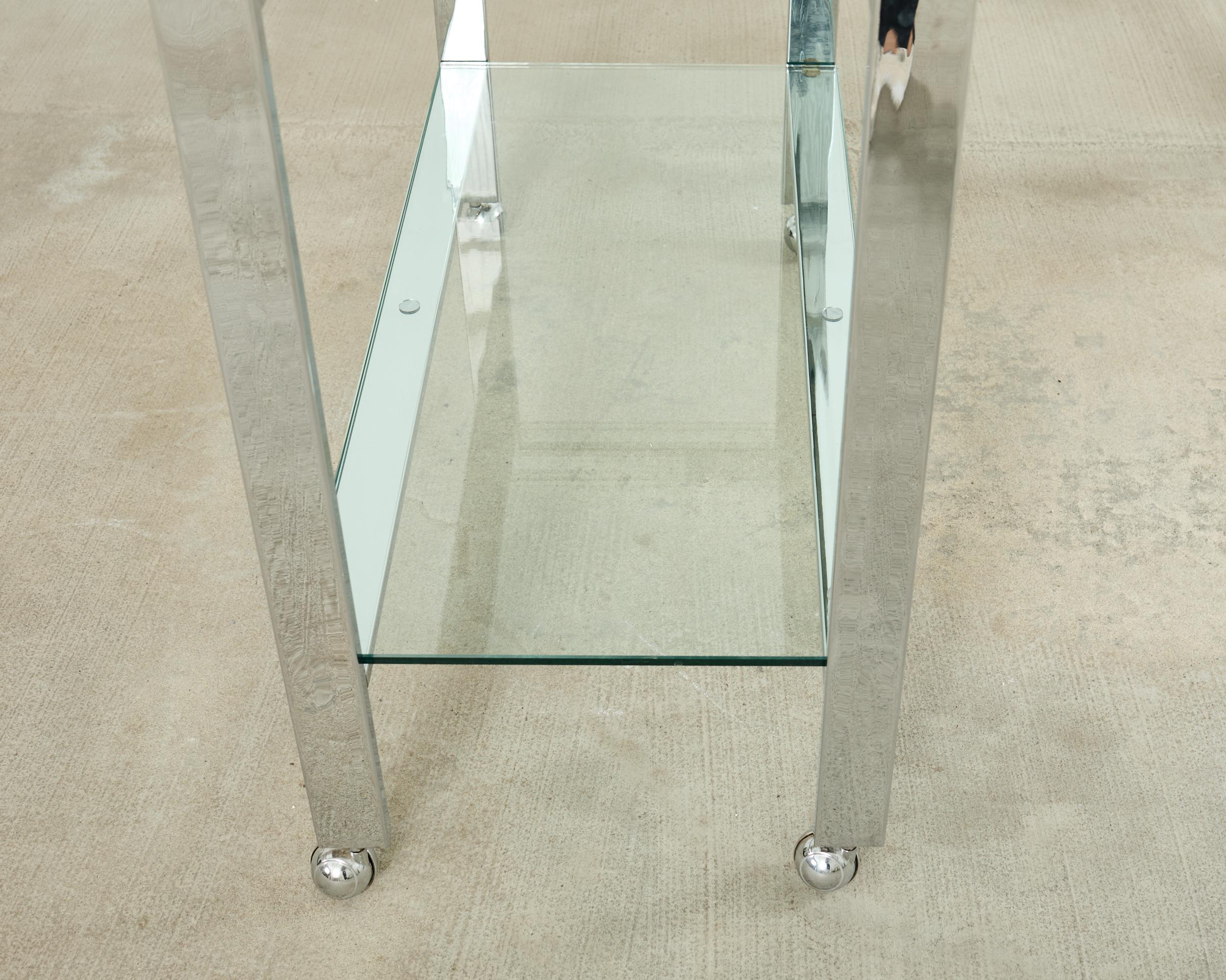 Milo Baughman Style Mid-century Chrome Two Tier Bar Cart For Sale 10