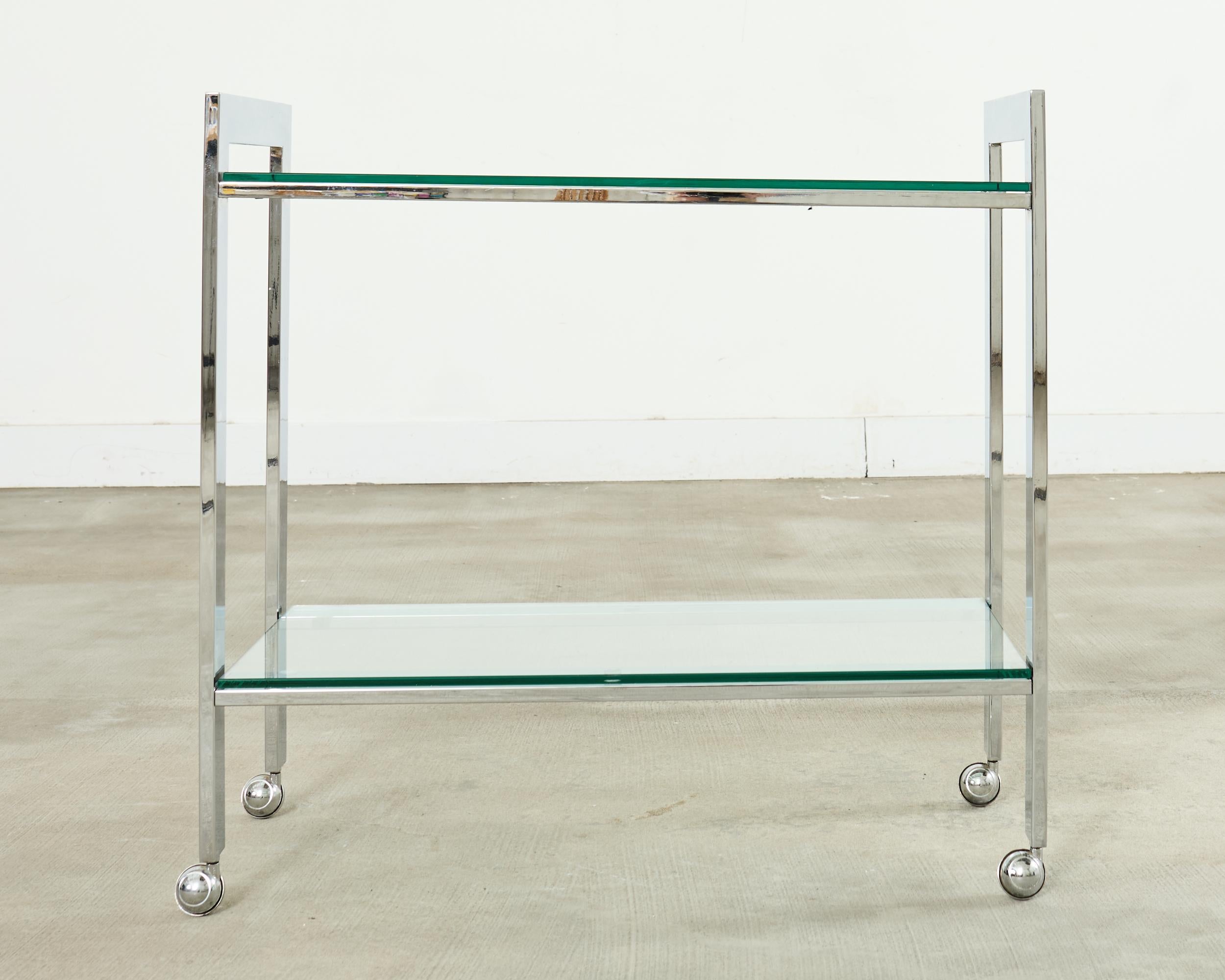 Milo Baughman Style Mid-century Chrome Two Tier Bar Cart For Sale 12