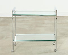 Milo Baughman Style Mid-century Chrome Two Tier Bar Cart