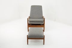 Milo Baughman Style Mid Century Custom Recliner and Ottoman