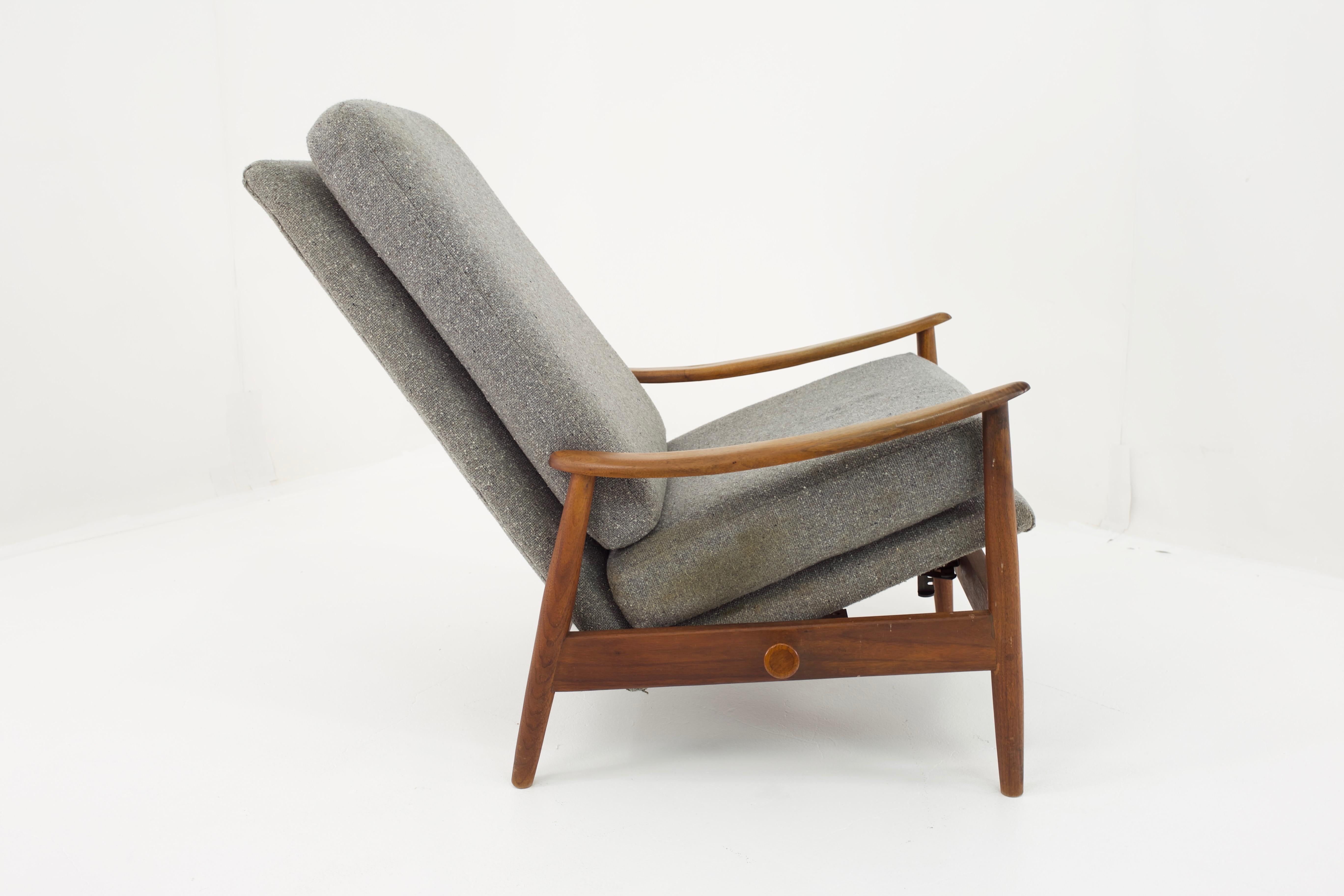 Upholstery Milo Baughman Style Mid Century Custom Recliner and Ottoman