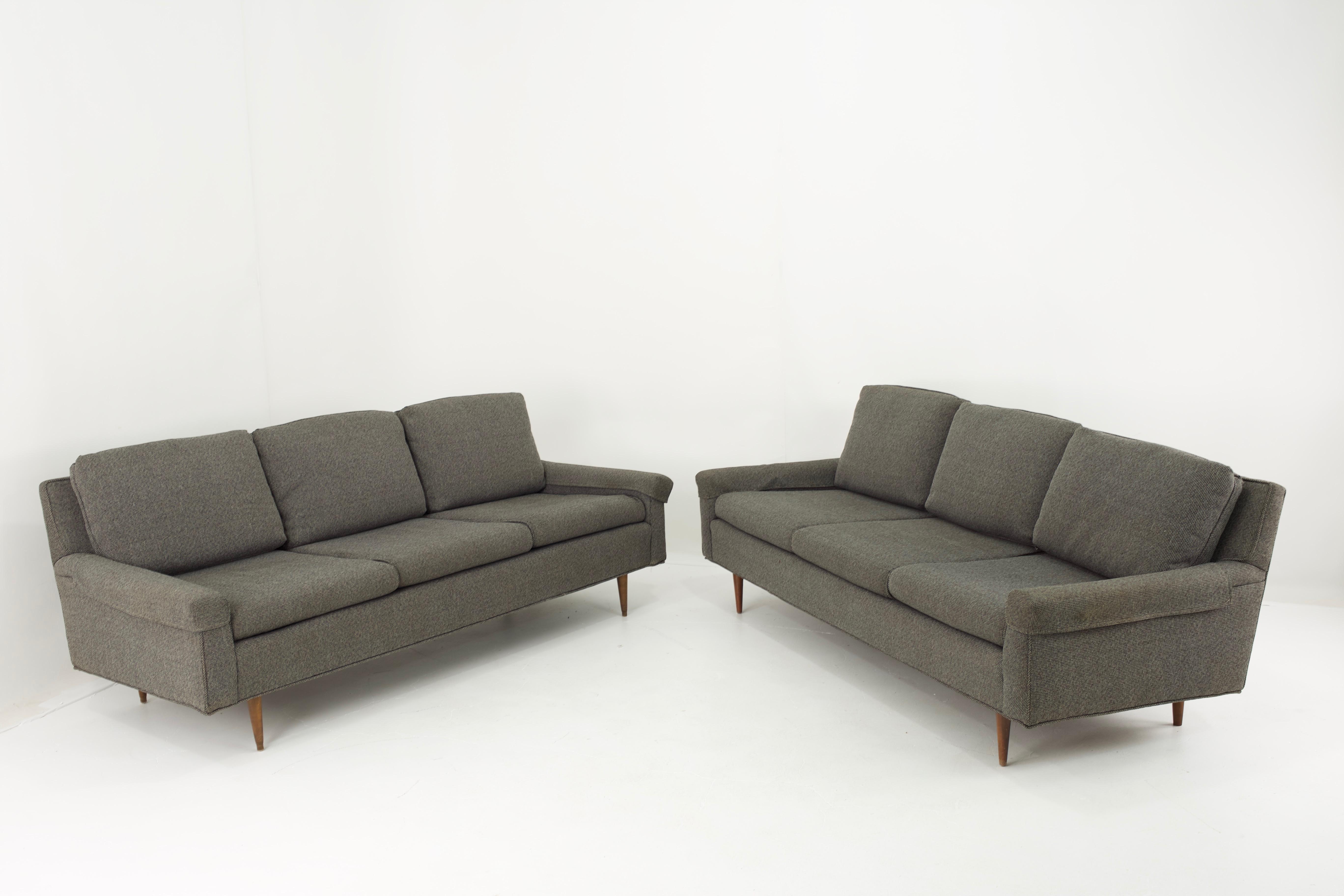 Milo Baughman Style Mid Century Custom Sofa - Pair

Sofa measures: 77 wide x 32 deep x 31 high with a seat height of 18 inches

This set is available in what we call Restored Vintage Condition. Upon purchase it is thoroughly cleaned and minor