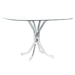 Vintage Milo Baughman Style Midcentury Glass and Chrome Dining Room Table