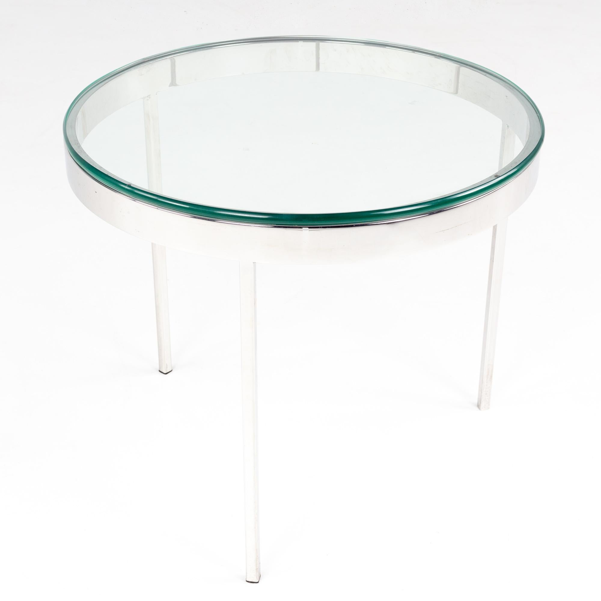 American Milo Baughman Style Mid Century Glass and Chrome Side End Table